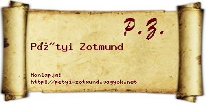 Pétyi Zotmund névjegykártya